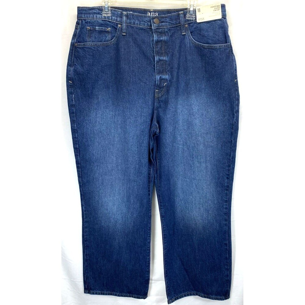 A.N.A. Women’s High Rise Straight Jeans Size 18 (36 x 27) Denim Stretch NWT